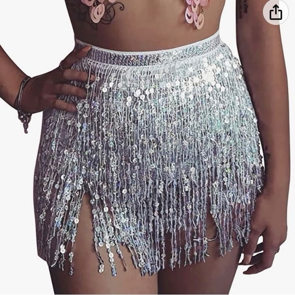 Amazon Silver Sequin Mini Skirt